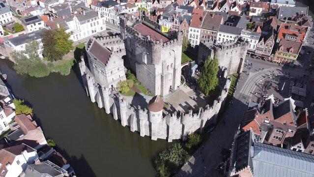 video drone chateau des comtes de flandres Gand Belgique europe