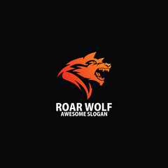 roaring wolf logo design gradient color