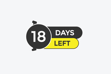 18 days left countdown template, 18 day countdown left banner label button eps 18    
