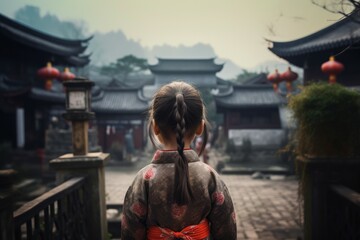 Chinese village little girl. Generate Ai