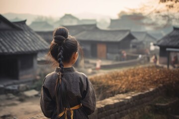 Chinese village person girl. Generate Ai