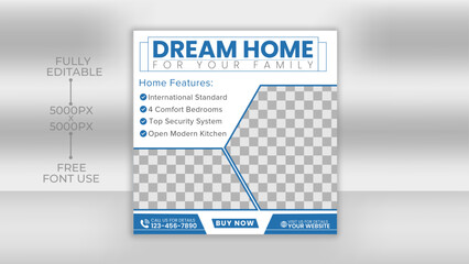 Real estate social media post or house property sale banner square story post-marketing web banner template
