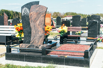 Granite monuments in the cemetery