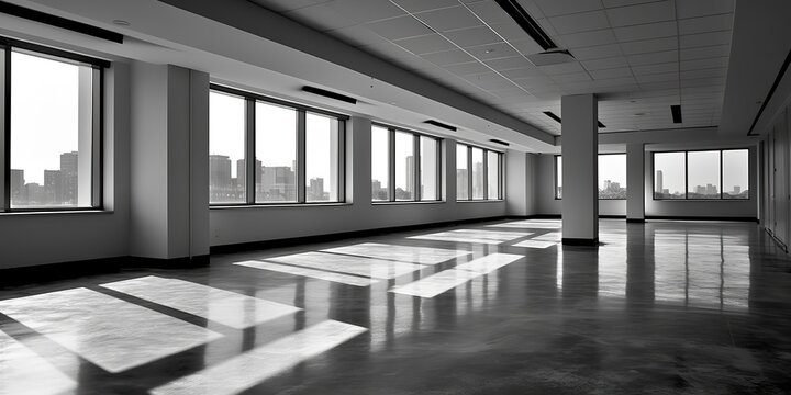 AI Generated. AI Generative. Photo illustration of empty free office place with no people around. Graphic Art
