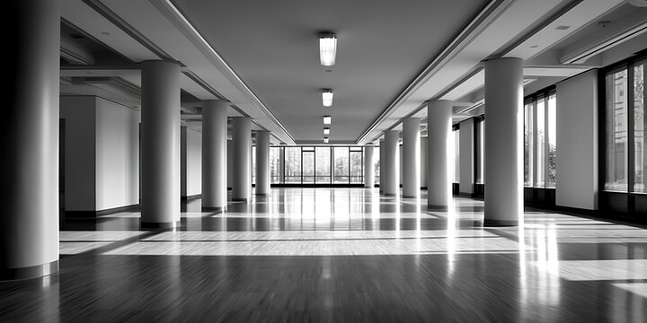 AI Generated. AI Generative. Photo illustration of empty free office place with no people around. Graphic Art