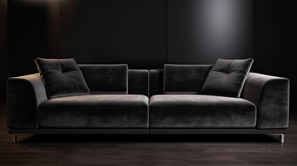 Luxury black alcantara sofa for the real comfortand and for sensory touch. Generative AI Technology 