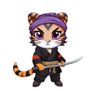 recommend clip art: Cute Tiger Ninja Female