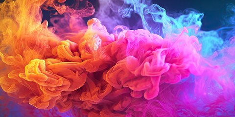 Obraz premium AI Generated. AI Generative. Photo illustration of realistic color vibrant smoke fog explosion. Graphic Art