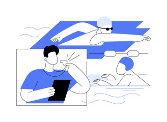 Swim camp abstract concept vector illustration.