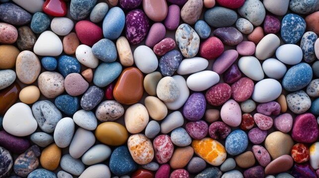 Colorful background of multicolored sea pebles created using generative AI tools