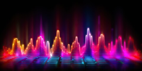 AI Generated. AI Generative. Equalizer effect neon music wave. Graphic Art