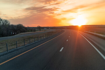 sunset on highway