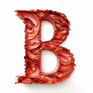 The letter B typography made out of bacon white background