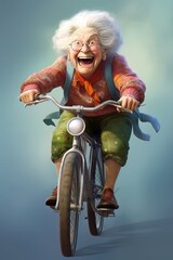 Old lady with bike - generative AI
