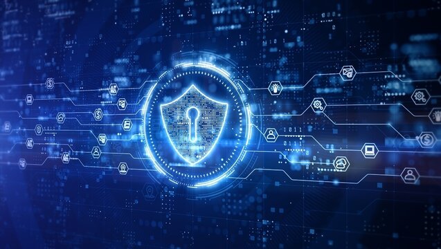 Cybersecurity and privacy concepts to protect data. Lock icon and internet network security technology. Businessman protecting personal data on smartphone, virtual screen interfaces. cyber security. 