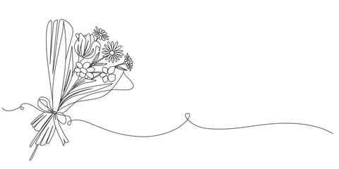 Flower boquet line art hand drawn vector illustration
