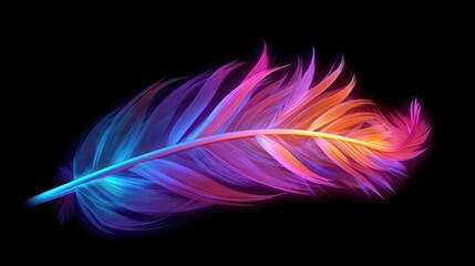 Minimalistic bird feather neon colored created using generative AI tools