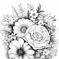 Lidiae detailed mandala bunch of flowers coloring pages 
