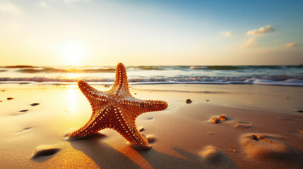 Naklejka na ściany i meble Starfish on the beach