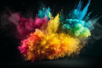 Fototapeta na wymiar Colorful powder explosion paint. Generate Ai