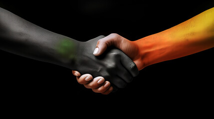 Business handshake of business people on background. Generative ai