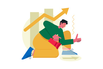 man with flashlight uncovering hidden arrow sign vector illustration