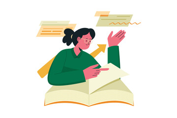 women read big and thick books to improve their business vector illustration design concept