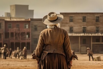 Cowboy old woman wild west. Generate Ai