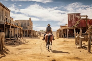 Naklejka premium Cowboy old wild west. Generate Ai