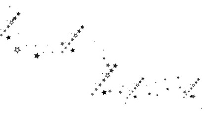 Flying confetti stars. Black, white colours. Festive background. Black stars on white background. Design element. Vector illustration, eps 10.