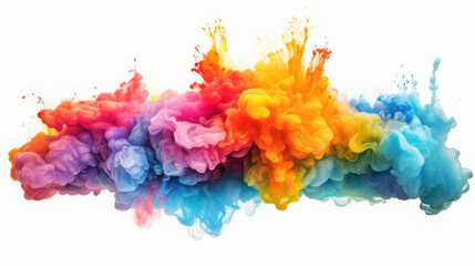 Fototapeta premium Color ink water rainbow background blend abstract cloud paint swirl burst. Colorful ink abstract: rainbow swirls in a burst of artistic energy. Pigment liquid chemical science. Generative AI