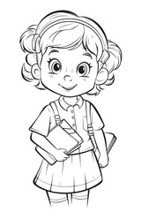 Black and white coloring pages for kids, simple lines, cartoon style, happy, cute, funny, The drawings in the children's coloring book are depicted in a series of different professions