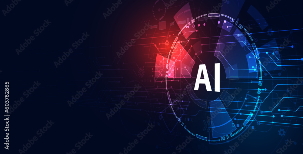 Poster concept ai such as physical intelligence on the circle iot technology internet of things on a blue b