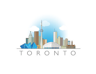 Obraz premium Toronto cityscape coloured line art style vector illustration