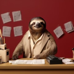 businessman sloth at office