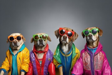 group of dog with glasses
