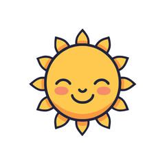 Cute sun icon on a white background. Flat style. Vector illustration