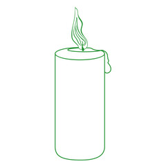 Linear sketch of a burning candle, an element of decor and holidays