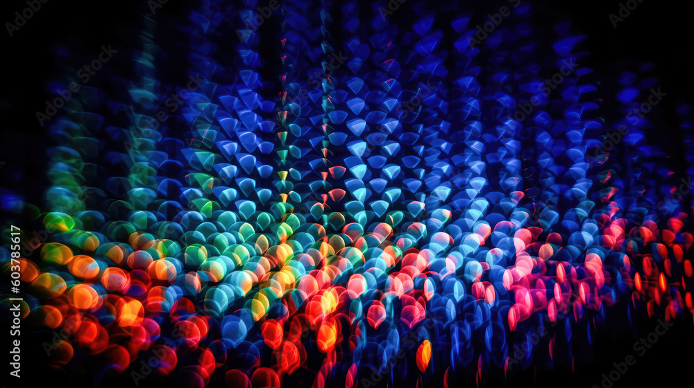 Poster abstract illustration of a neon light pattern creating a blurry pattern of shapes and colors. genera
