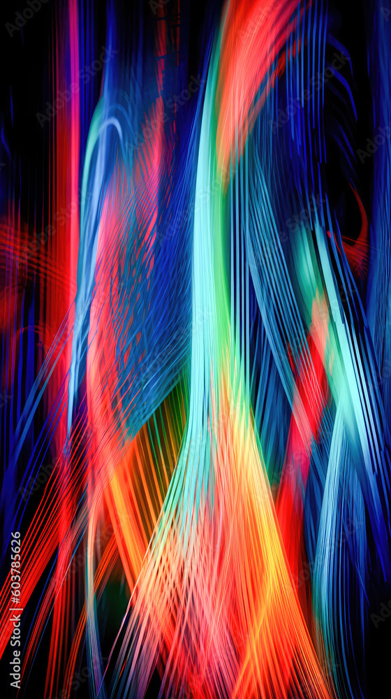Poster abstract illustration of a neon light pattern creating a blurry pattern of shapes and colors. genera