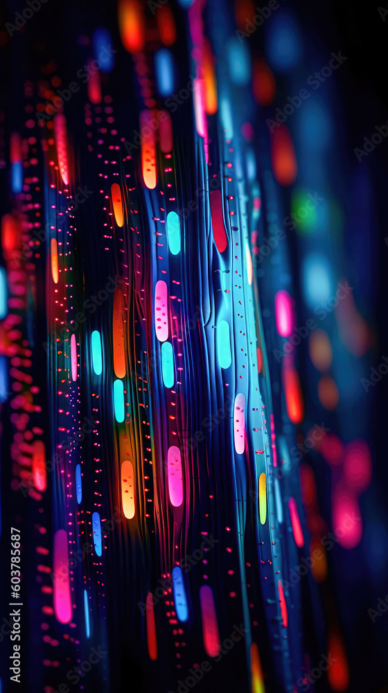 Poster abstract illustration of a neon light pattern creating a blurry pattern of shapes and colors. genera