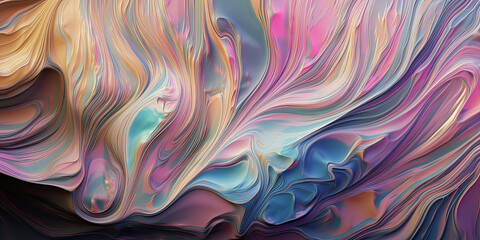Obraz premium Iridescent swirls morphing abstract fluid art