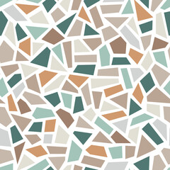 Fototapeta na wymiar Terrazzo style vector mosaic seamless pattern. Stone marble texture floor background