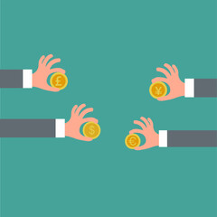multi currency, top rated currencies, currency vector illustrator design
