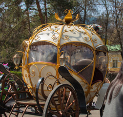 decorative carriage dcorated with knitted patterns metal rods