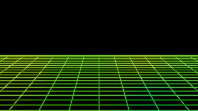 Perspective wireframe grid simple. Seamless loop. Tele objectif view
