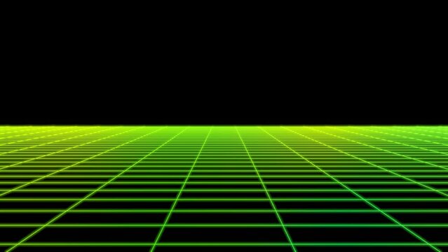 Perspective wireframe grid simple. Seamless loop. Wide angle