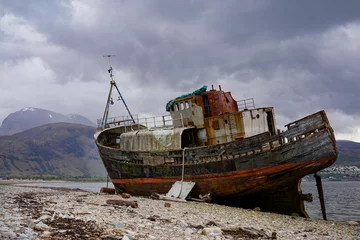  "Old boat of Caol" shipwreck in Corpach near Fort William on a moody day. © 13threephotography