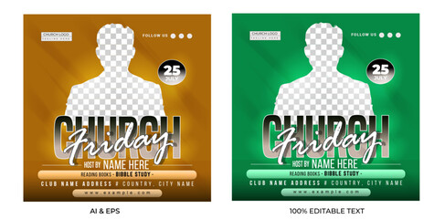 church conference flyer social media post web banner template