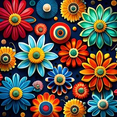 Fototapeta na wymiar Beautiful abstract colorful flower pattern design artificial intelligence illustration, Generative AI